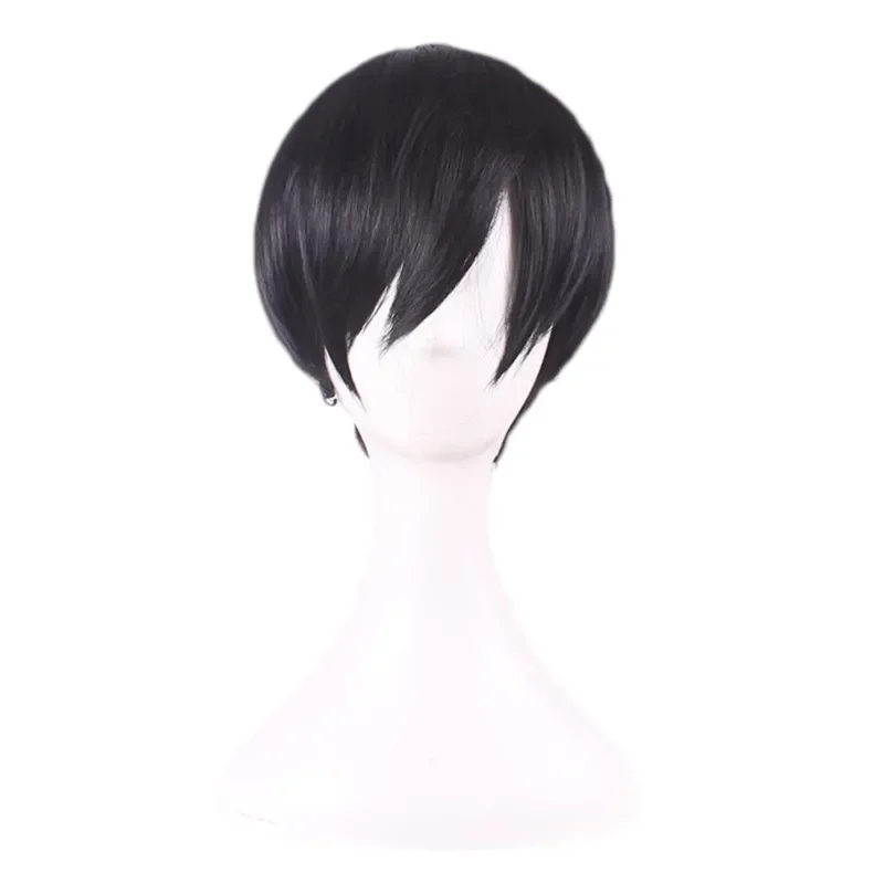 sebastian kuroshitsuji wig cosplay men short black heat resistant synthetic fiber hair wigs straight aniy 30cm