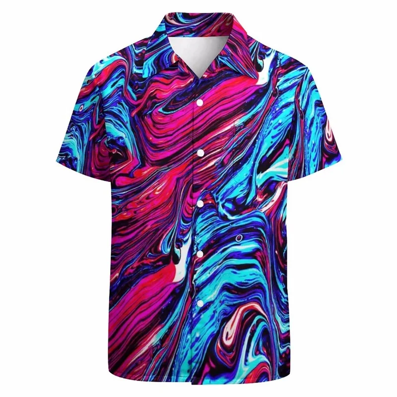 Full Print Neon Painting Abstract Graphic Festival Shirts For Men Short Sleeve Button Down Casual Beach Party Shirt Clothes 5