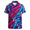 Full Print Neon Painting Abstract Graphic Festival Shirts For Men Short Sleeve Button Down Casual Beach Party Shirt Clothes 5