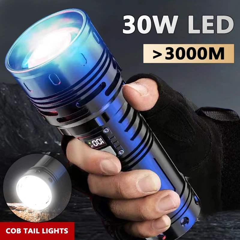 

LED Flashlight Type-c Charging Hand-Held Handy Flashlights Super Bright Long Shot Lighting Zoom Aluminum Alloy Portable Light