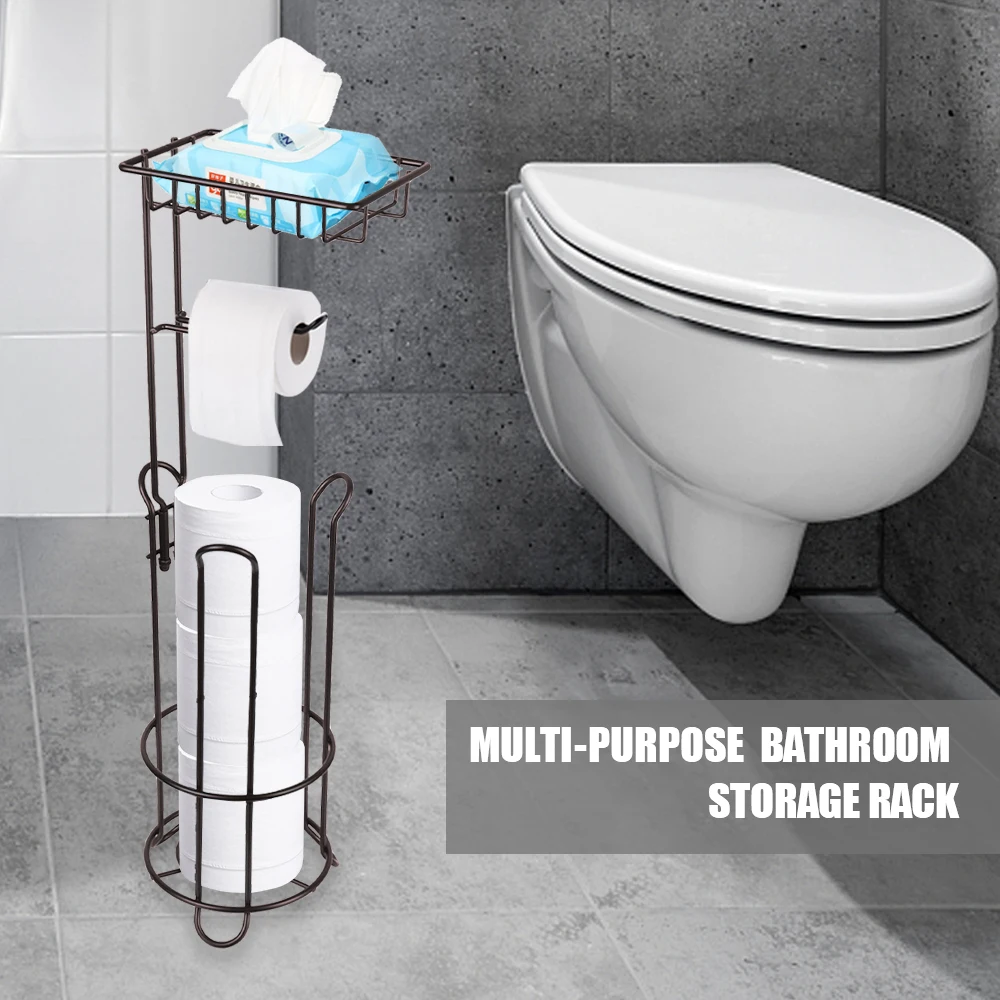 

For Phone Tissue Towel Stand Stainless Steel Toilet Paper Holder Bathroom Paper Roll Multifunctional Storage Shelf