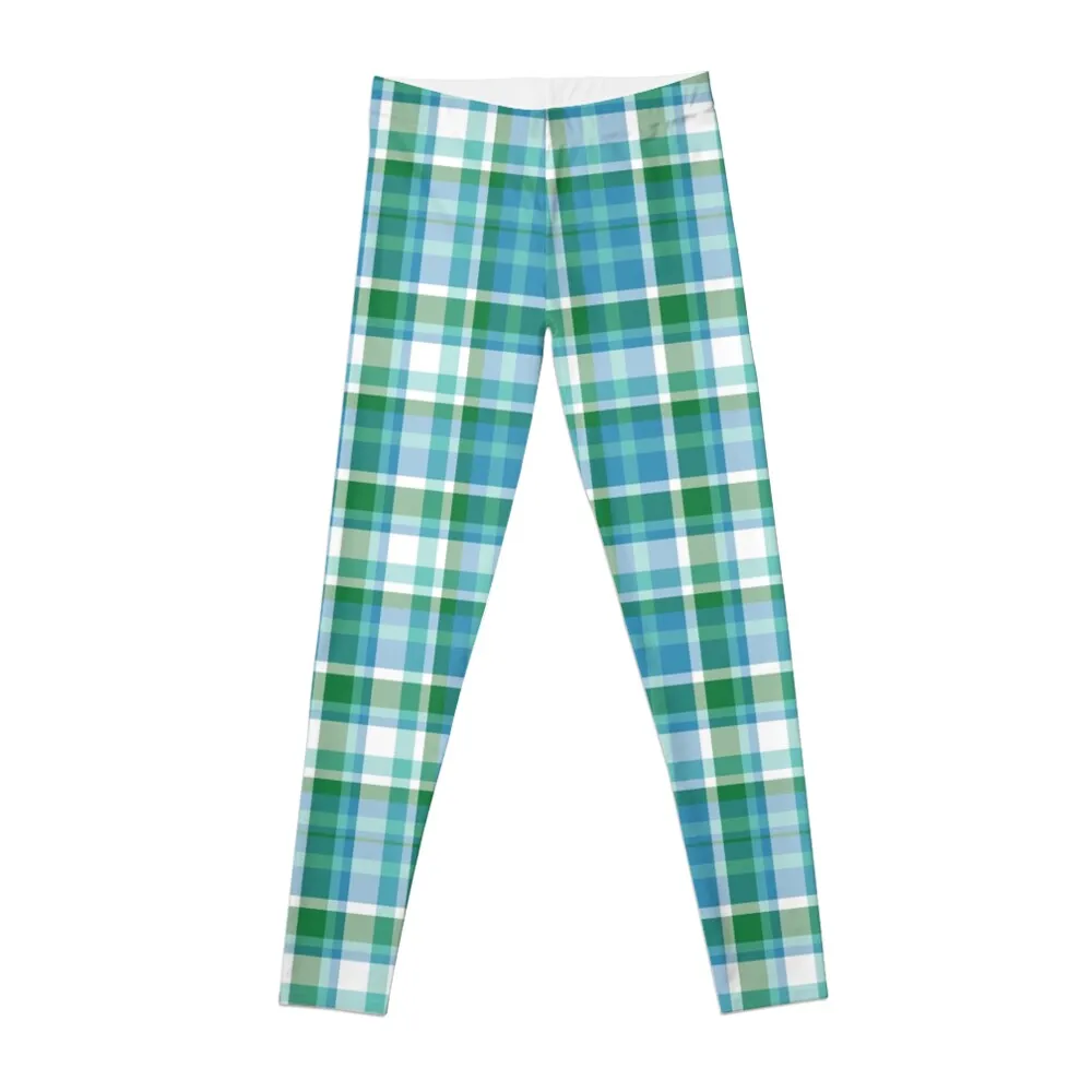 

Blue and green gingham Leggings workout clothes for active wear Womens Leggings