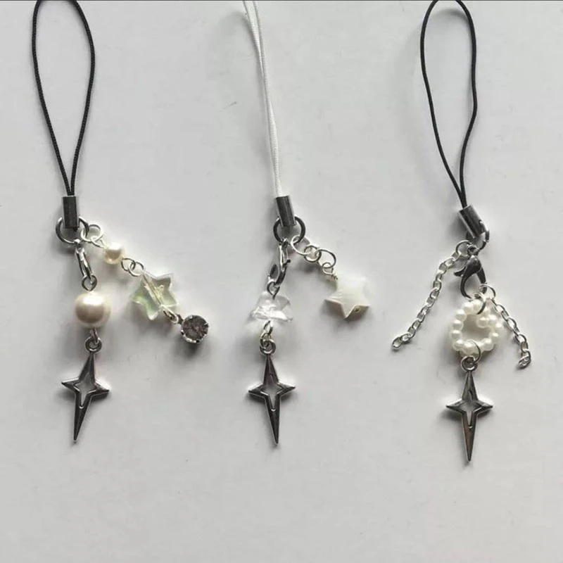 Grunge Gothic Keychain Phone Charms Keychains Pearl Phone Keychain