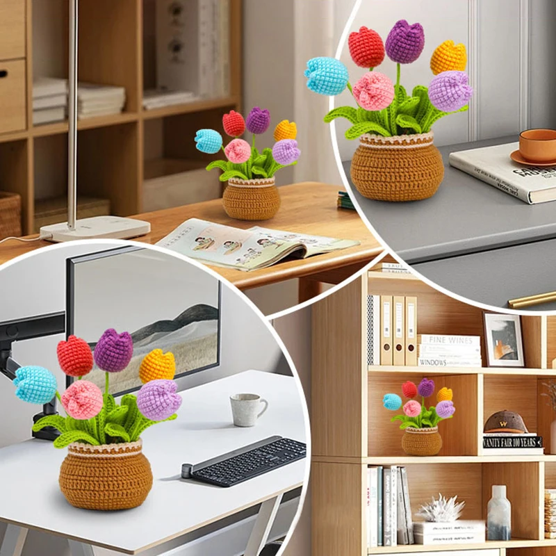 손으로 짠 꽃 크로셰 스타터 키트, 면사 크로셰 마커, DIY 공예 액세서리, 수제 재료 도구 세트