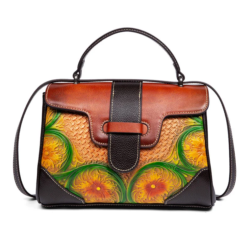 

Genuine Leather Women Messenger Cross Body Tote Bags Handbag Designer Retro Shell Female Natural Skin Shoulder Top Handle Bag