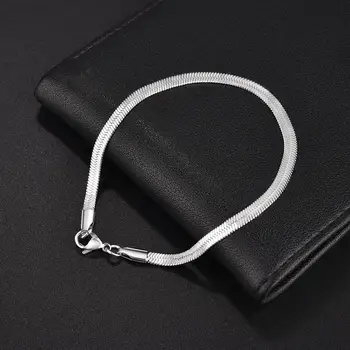 스테인레스 스틸 스네이크 체인 팔찌 3/4/5MM, 여성 남성 클래식 골드 컬러 참 팔찌 주얼리 도매 드롭 배송