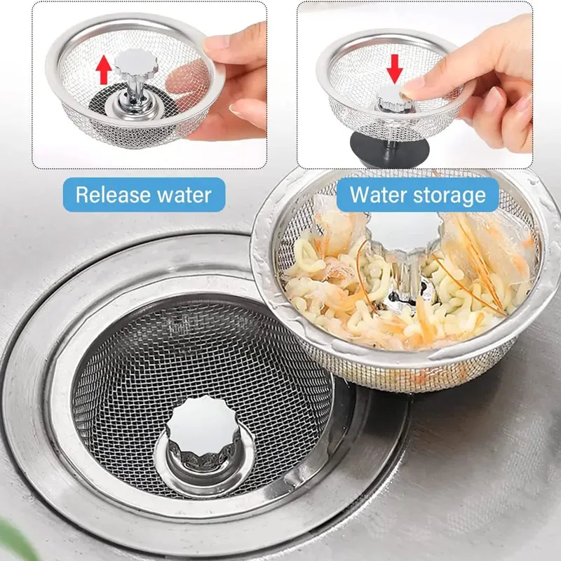 Kitchen Sink Strainer Stopper Stainless Steel Sink Filter Drain Basket Mesh Strainers Bathroom Floor Drains Cover Screen