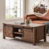 48" Farmhouse Lift Top Coffee Table with Sliding Barn Door,Rustic Center Table with Hidden Storage Compartment 1