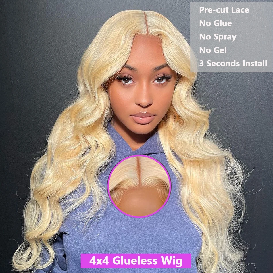 Body Wave Blonde 613 Hd Lace Frontal Wig 13x6 Human Hair Brazilian Glueless 4x4 Lace Preplucked Human Wigs Ready To Go For Women