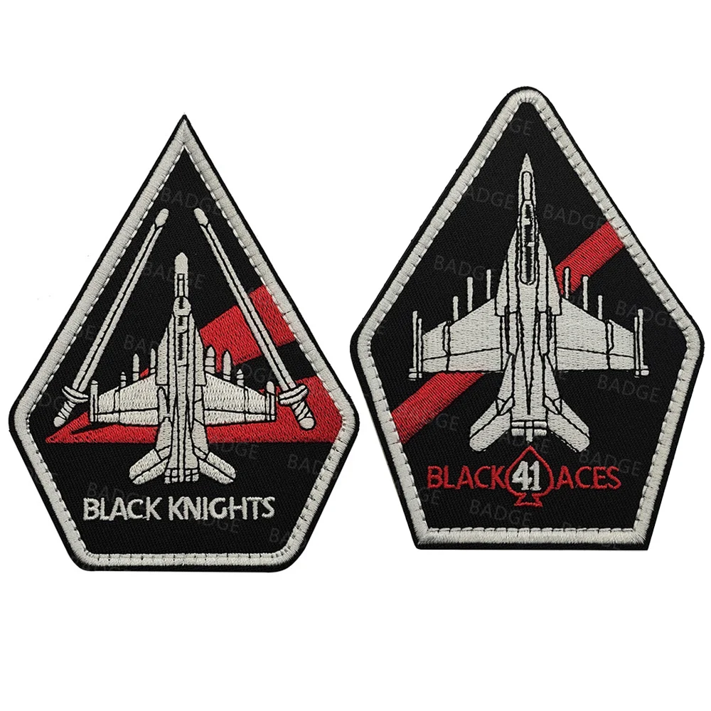 No.1140 ☆横振り刺繍パッチ☆ BLACK KNIGHTS VF-154 VF-31 Tomcat Fighter Embroidered Flight Patches VF-154 Black