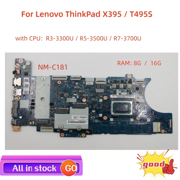 Материнская плата для ноутбука Lenovo ThinkPad X395/T495S, системная плата с процессором R3 R5 R7 + ОЗУ: 8 ГБ/16 ГБ, 100% протестированная работа