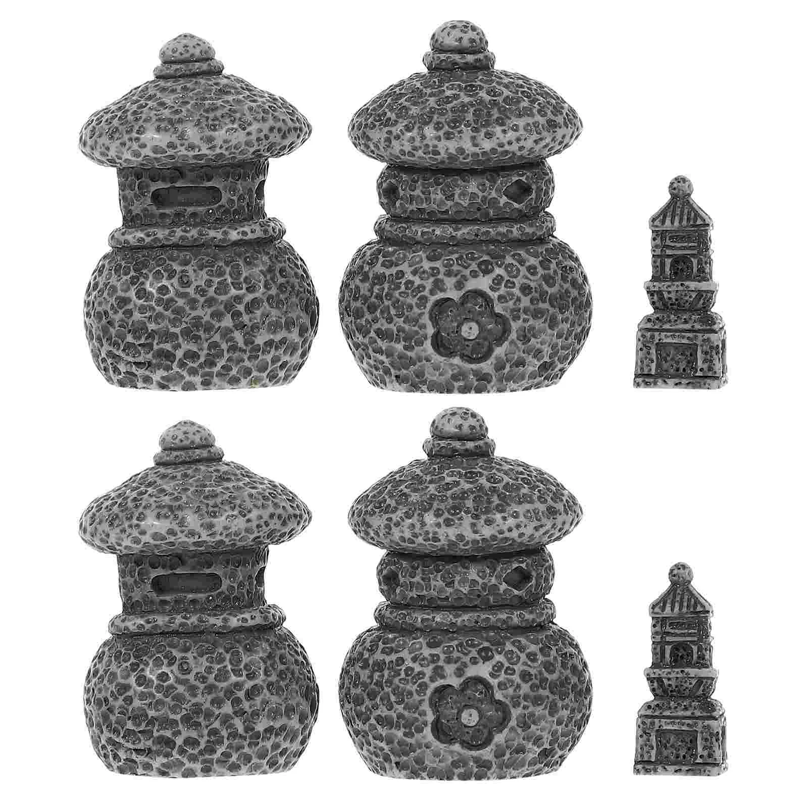 

6 Pcs Mini Ornaments Garden Decorations Vintage Desktop Micro Landscape Pavilion