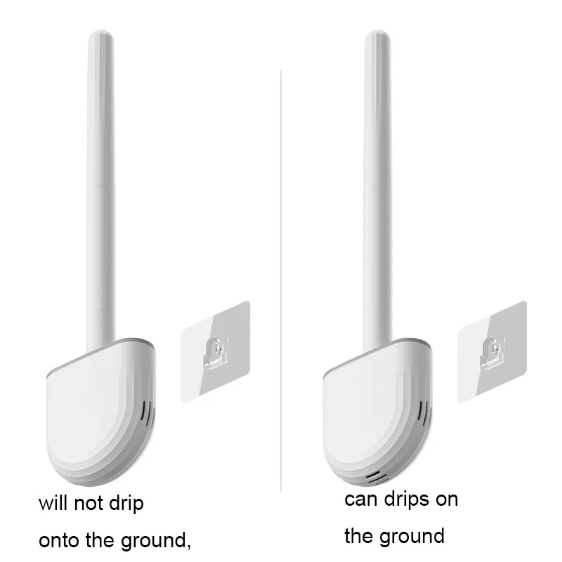 Leak-Proof Base Toilet Brush Silicone Brush Head Convenient Sanitary Head Storage Cover Toilet Cleaning Wall-Mounted