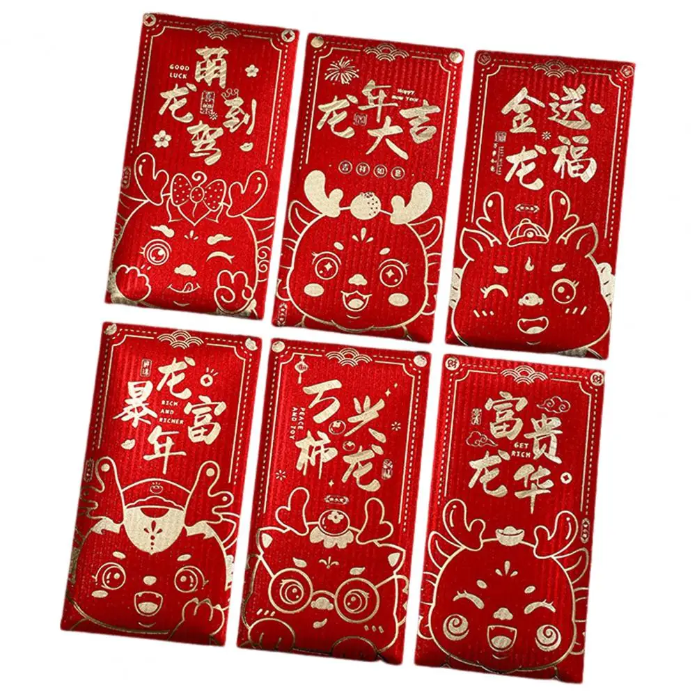 

Traditional Chinese Envelopes Chinese New Year Envelopes Festive Decoration with 6pcs Cute Lucky Pockets for Traditional