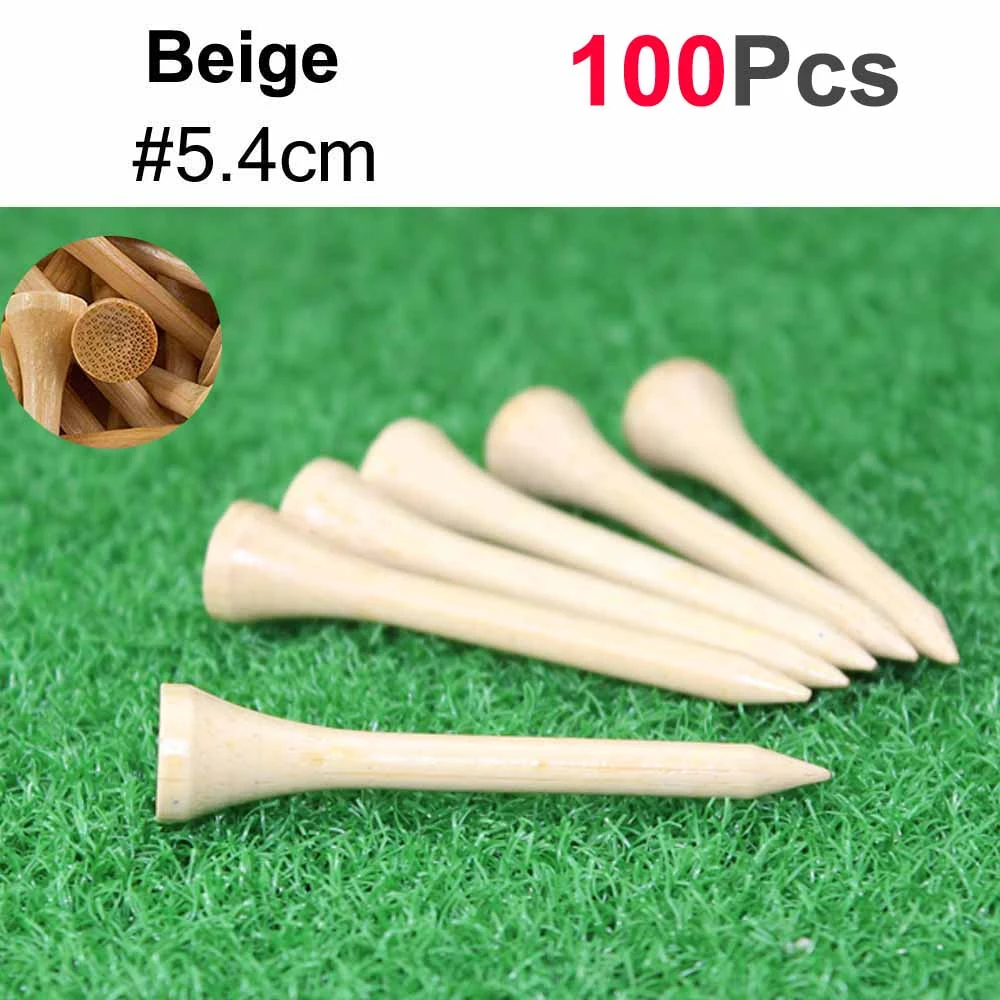 Durable Bamboo Golf Tees - Pack of 100, Available in 4 Sizes