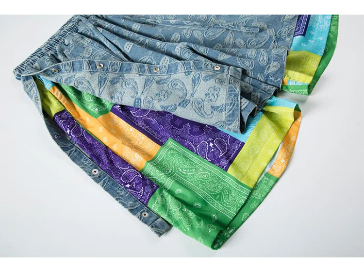 Hip Hop Loose Shorts Elastic Waist Pants Fashion Patchwork Half Pant Mens Summer Casual Drewstring Streetwear Sportswear Jogger