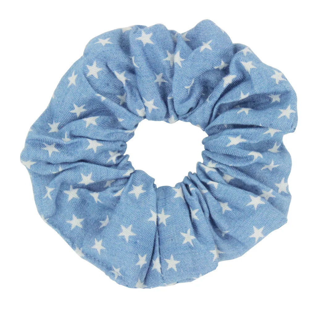 Neuankömmling Denim Haar gummis für Frauen Retro Designs feminine Blue Jeans Stoff Haars eil 4 teile/satz Großhandel Scrunchie viel – Detail 7