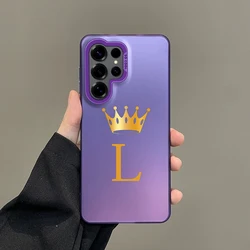 Elegant Silver - Plated IMD Phone Case with Crown Letter L Design - Samsung S22 5G (B1 - Purple)