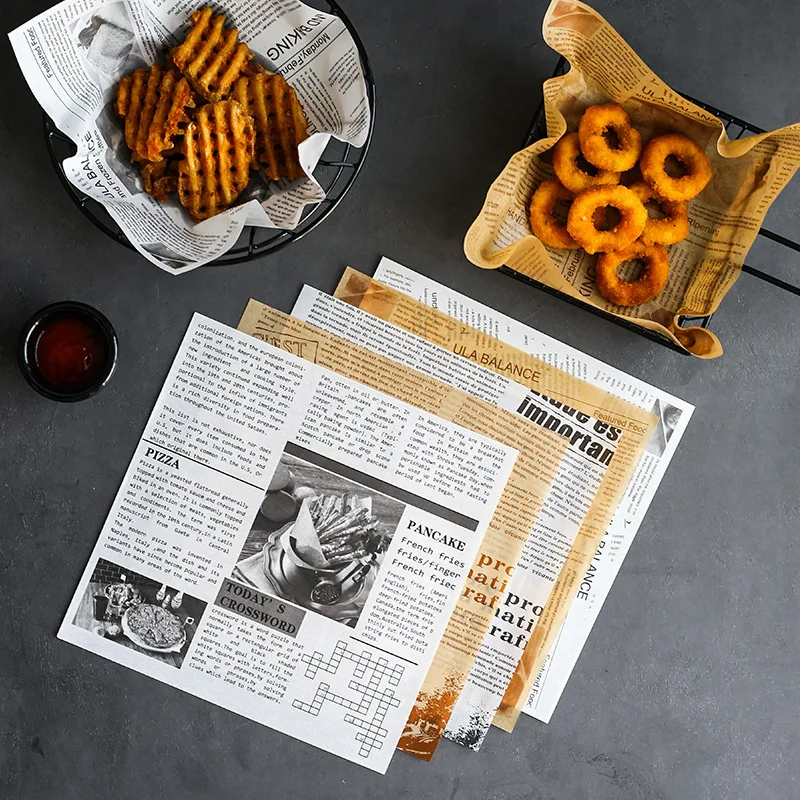 20PCS Oil-Proof Baking Paper Non Stick Food Wrapper Paper Bread Burger Fries Basket Pizza Baking Sandwiches Oil parchment baking paper