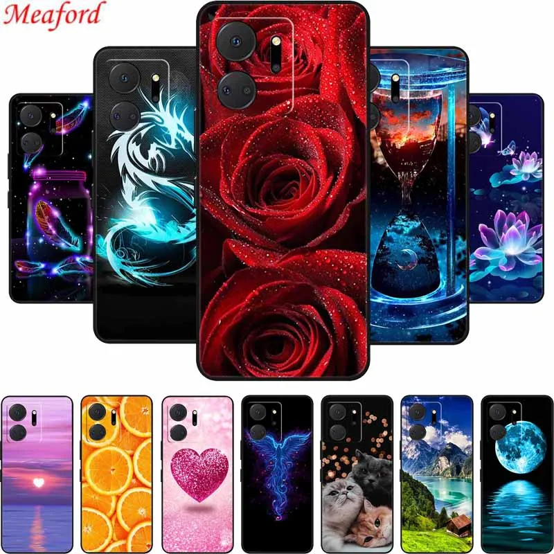 EASSGU Custodia per HONOR X7a (6.75 Inches), Cover Silicone TPU Colore Sfumato Trasparente, Custodia per Telefono Antiurto e Antigraffio - Blu Viola