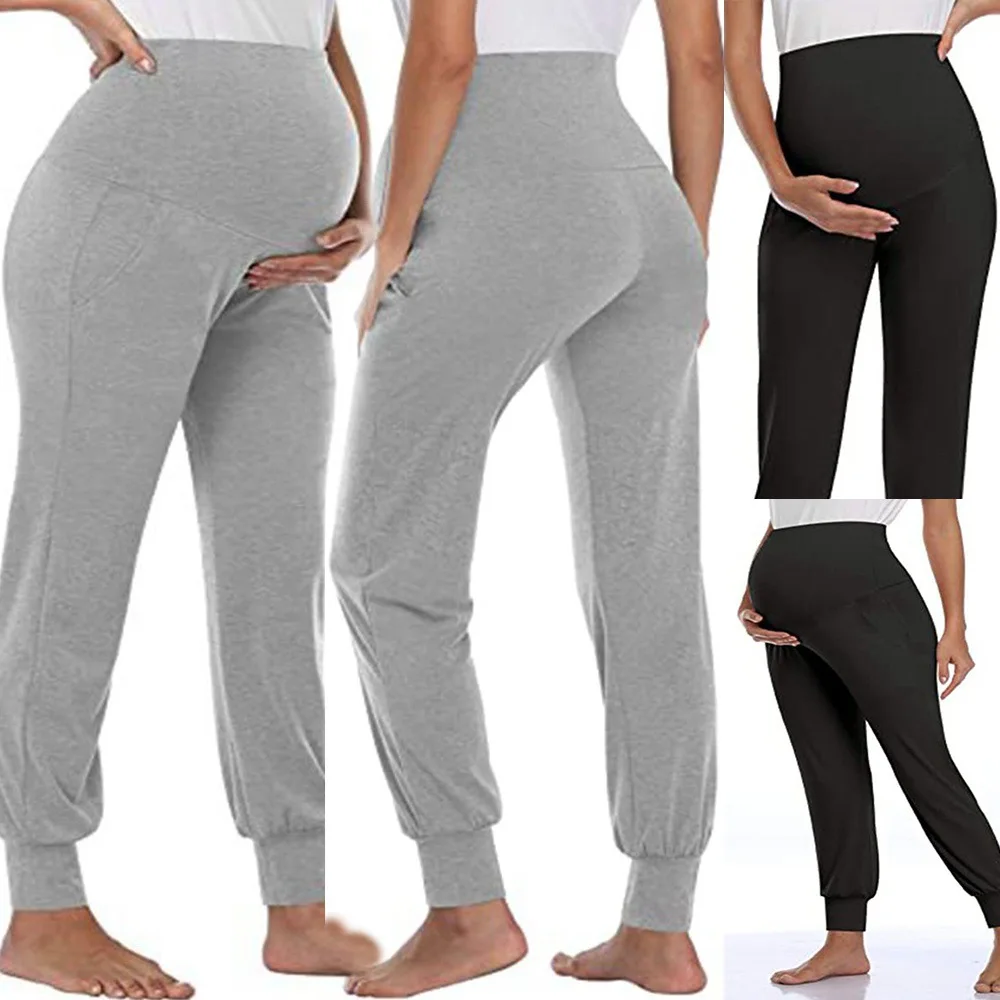 New Maternity Women's Casual Pants Stretchy Comfortable Lounge Pants Premaman Pregnant High Waist Soft Pregnancy Clothing