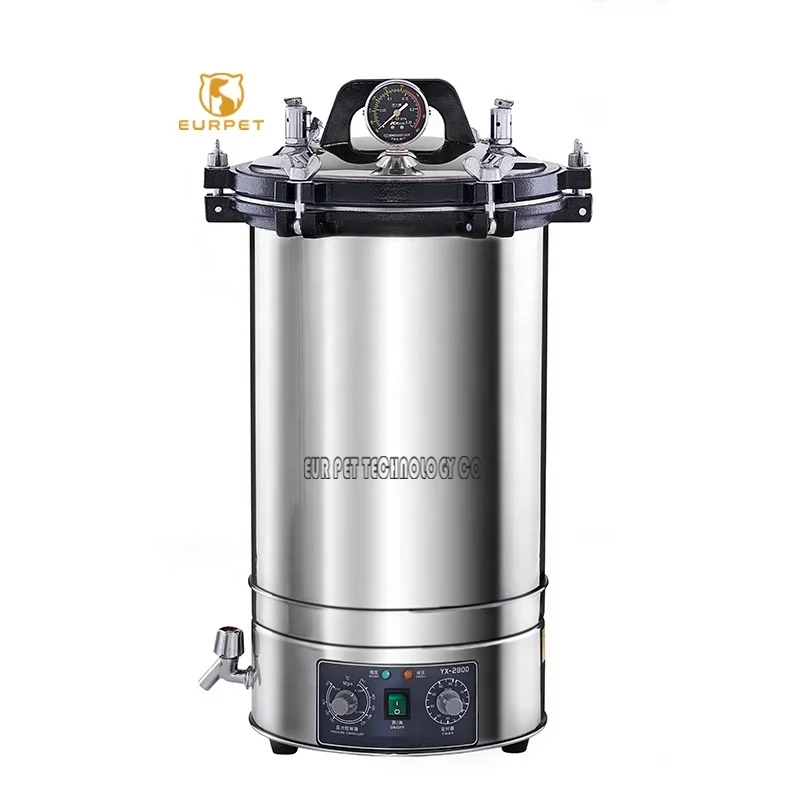 

EUR PET Hot Sale 18 Liter Medical Laboratory High Temperature Steam Vertical Sterilizer Portable Autoclave