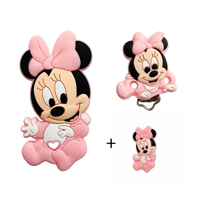 3pcs/set New Panpan Mickey Minnie Silicone Beads Teether Food-Grade Chewing Teeth Bead DIY Nipple Chain Jewelry Accessories 6