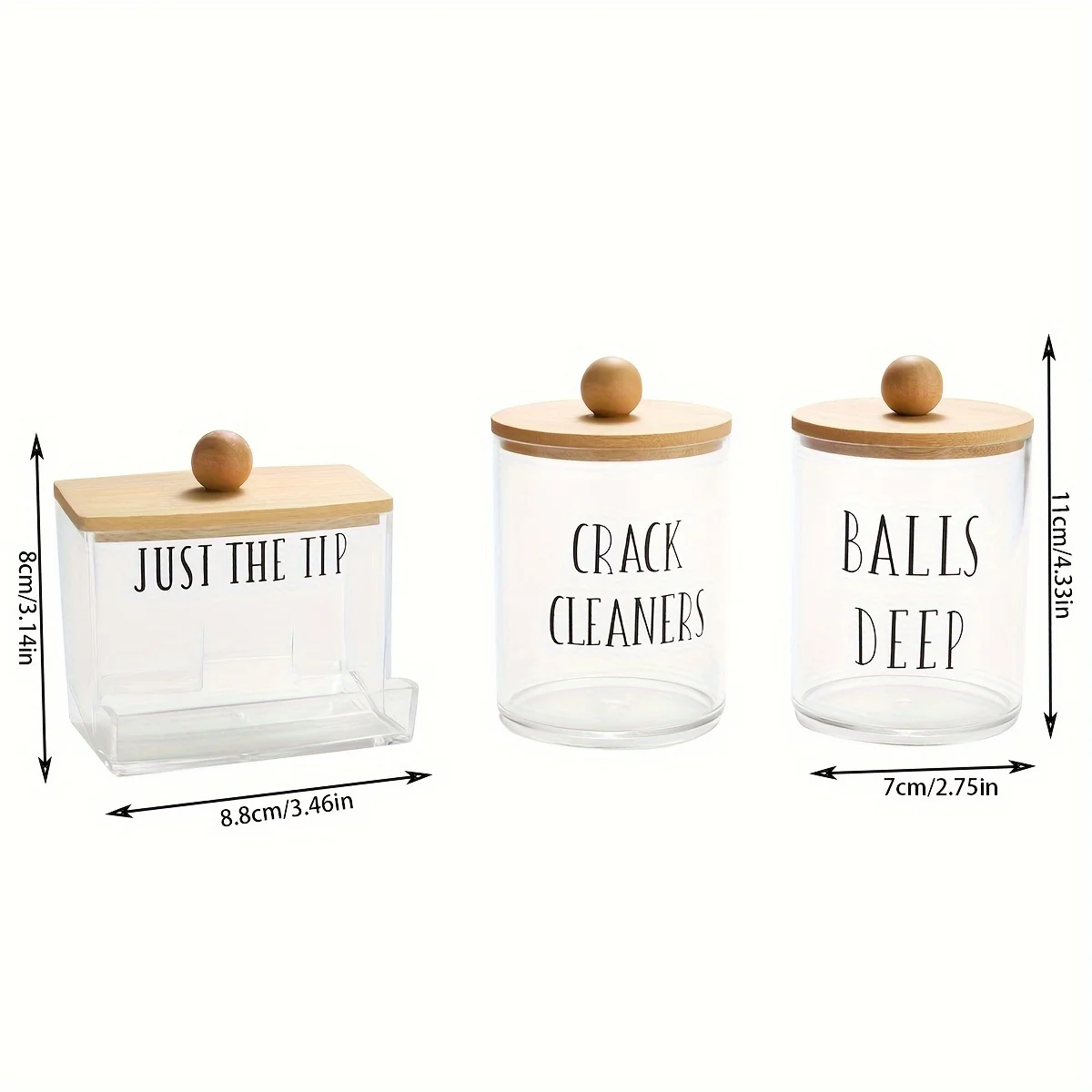 3pcs/set cotton swab Holder and Cotton Round Pad Dispenser with Bamboo Lid Clear Acrylic Containers for Cotton Swab/ball 6