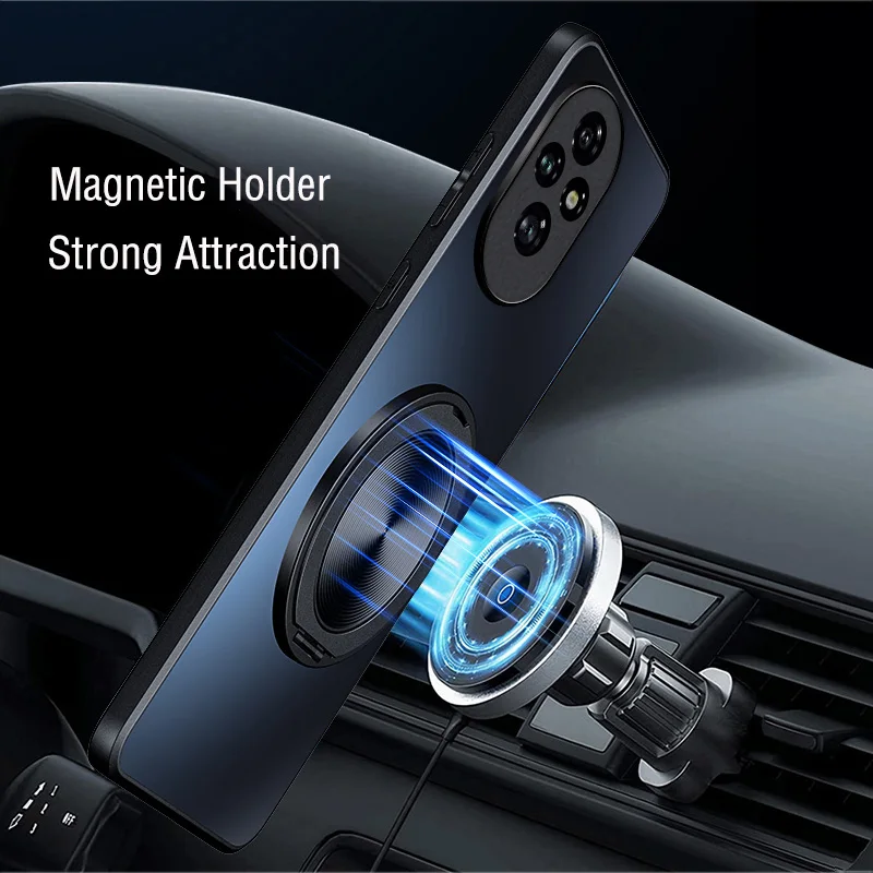Enhanced Product Title: Premium Shockproof Hard Matte Phone Cover with Magnetic Ring Holder