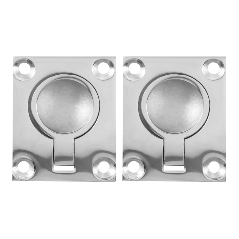 

2Pcs 48 X 38Mm Boat Locker Hatch Latch Cabinet Flush Mount Ring Pull Handle Marine Surfing Hardware 316 Stainless Steel