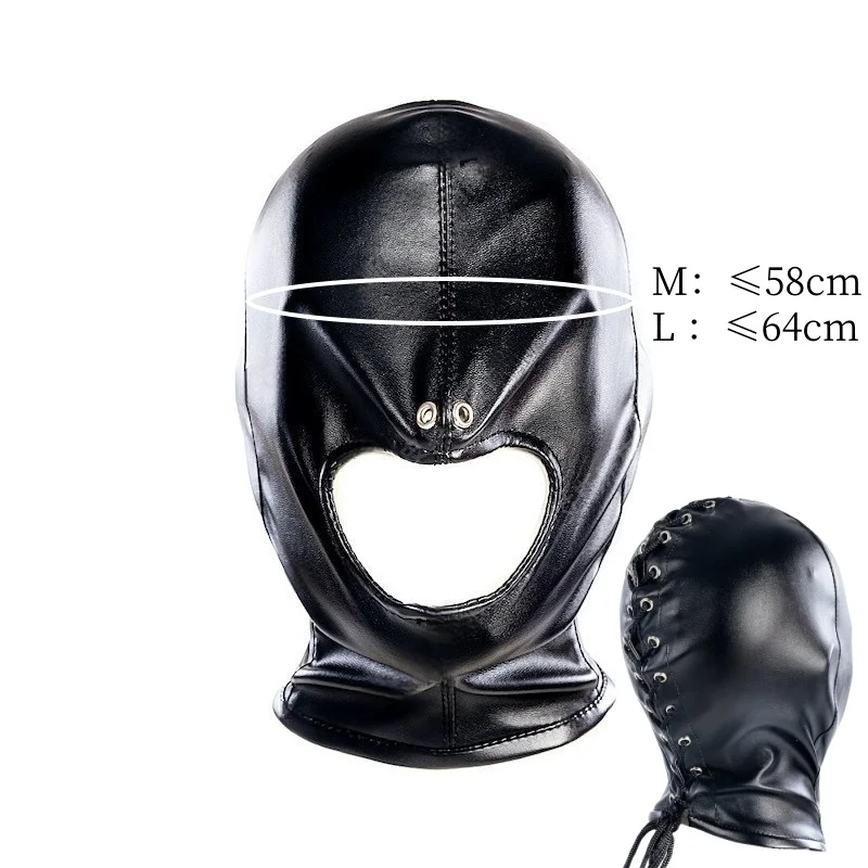Maschera bondage integrale con lacci per controllo sensoriale_voghion.com