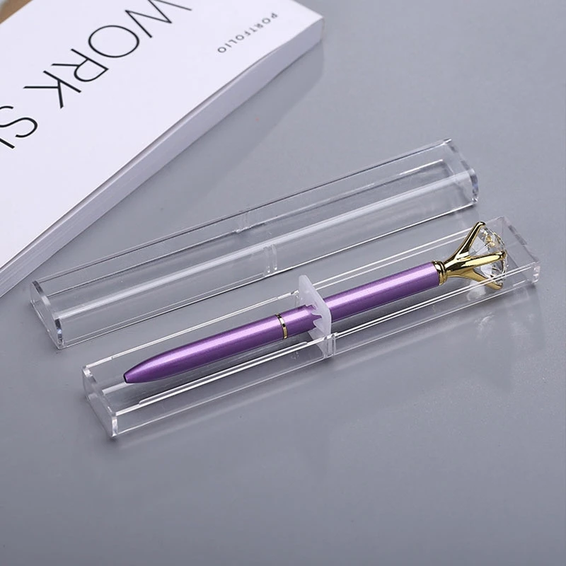 Pencil Cases 10Pcs Crystal Transparent Plastic Pen Pen Box Gift Box Metal Pencil Case