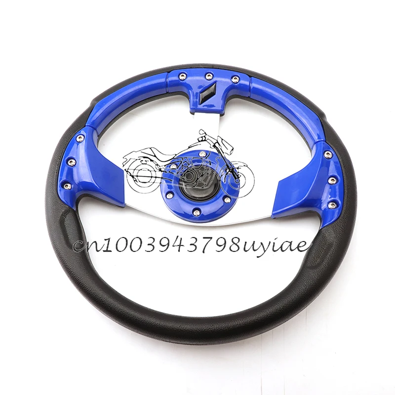 

12.5" 320mm Golf Cart Steering Wheel with Horn Switch Blue 6 Hole Fit for Go Kart Buggy EZGO Club Car Boat UTV Parts