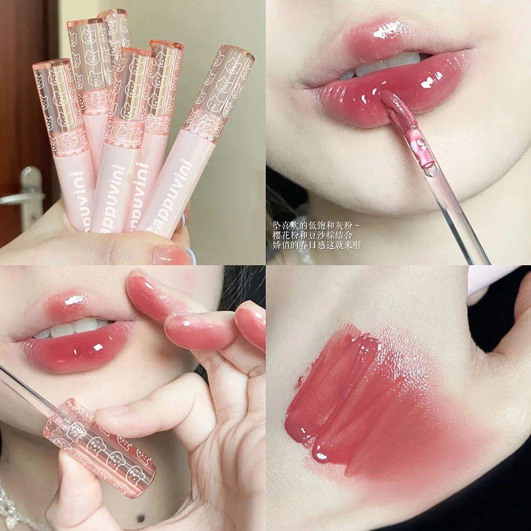 Cherry Pink Lip Plumper Gloss Crystal Jelly Oil Lip Tint Korean Long-lasting Waterproof Lipstick Lips Plumper Extreme Wholesale