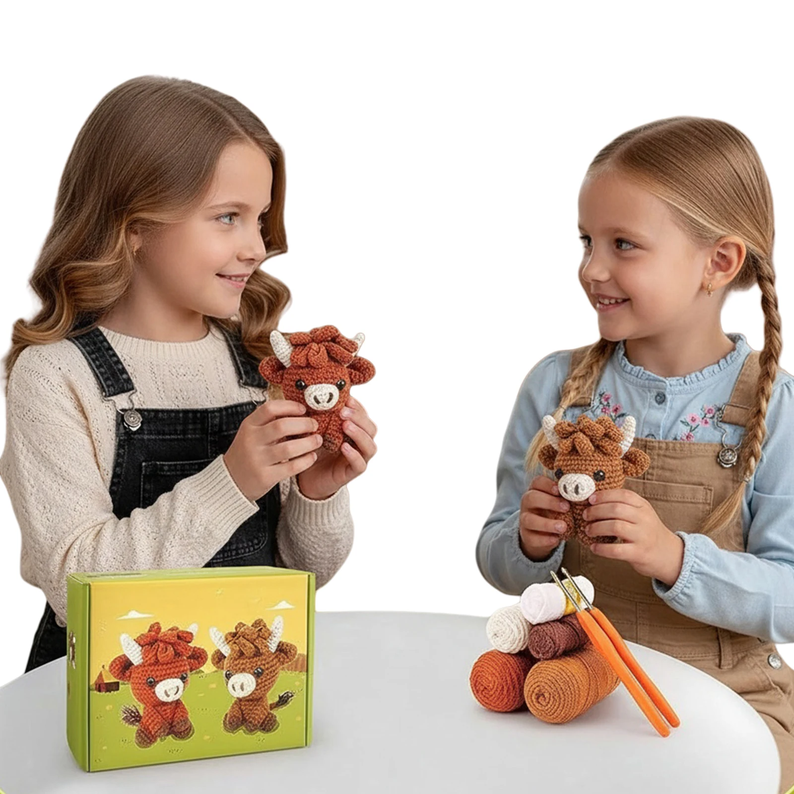 DIY Highland Cow Crochet Kit with Instructions Cow Crochet Knitting Set with Yarn Needles for Beginners Birthday Holidays Gift