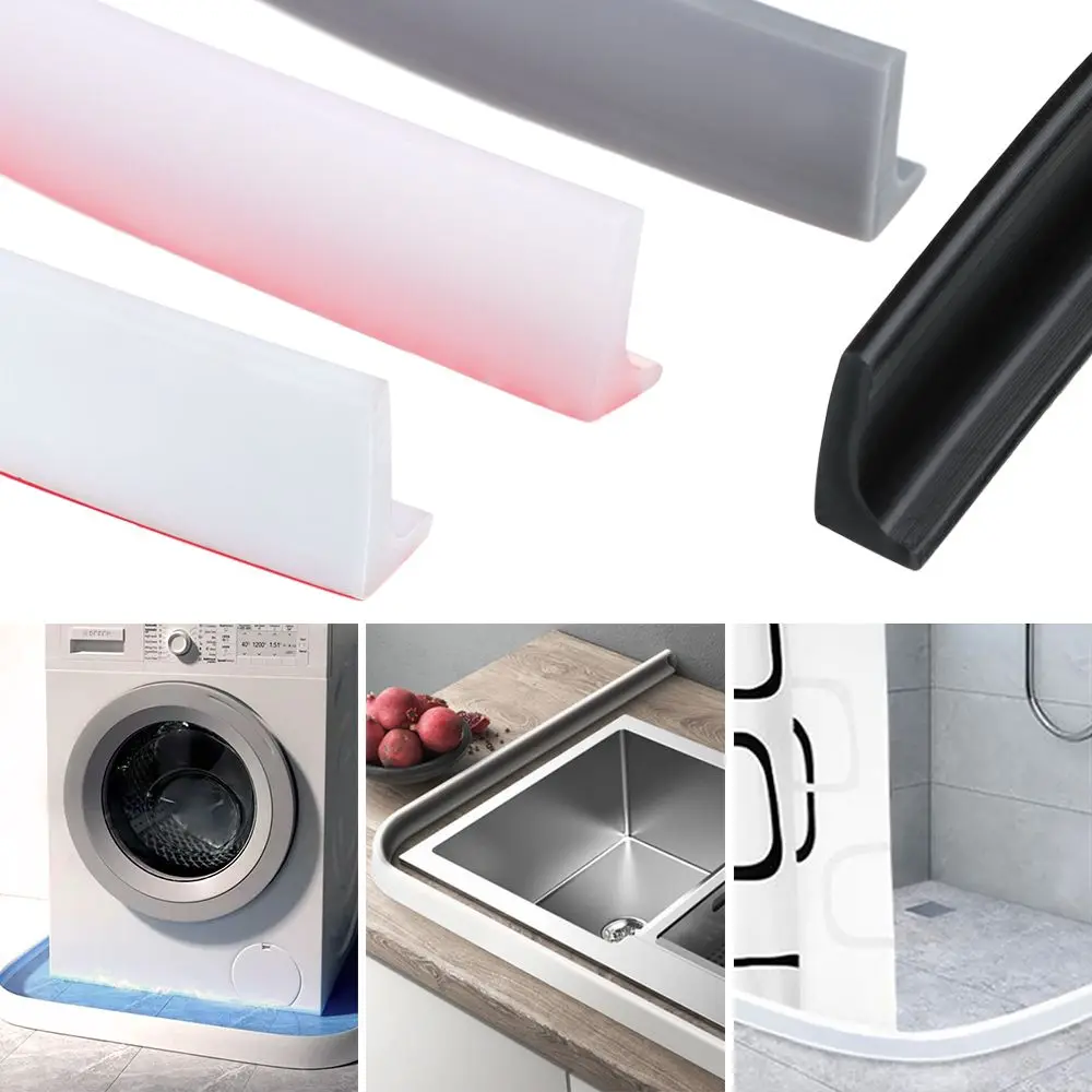 Bathroom Water Stopper Self-Adhesive Silicone Bathroom Water Stopper Water Retaining Strip Bendable Bathroom Door Washing Machine Shower Dam Barrier