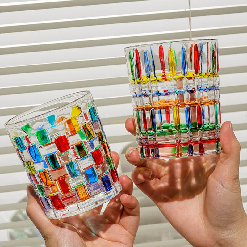 Female Colored Glass Cup High Temperature Resistant Household Drinking Cup INS Coffee Milk Wine Glass