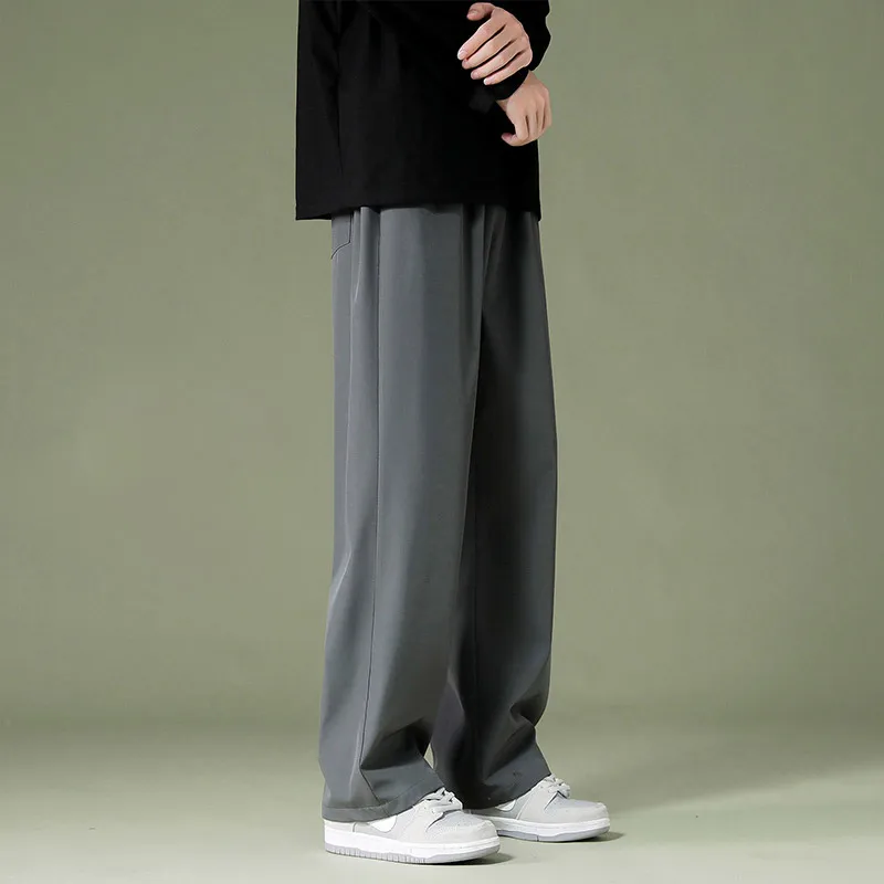 Spring Autumn KPOP Fashion Style Harajuku Slim Fit Trousers Loose All Match Sport Casual Pants Solid Pockets Straight Leg Pants