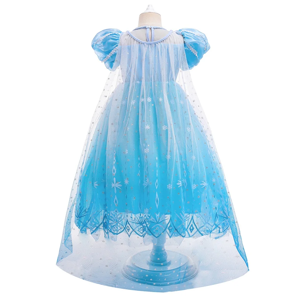 8 stücke neue junge Mädchen gefroren Elsa Party Kleid Mädchen 2024 Cosplay Prinzessin Kleid Kinder Schneeflocke Eis Mode Kleidung flauschige Kostüme – Detail 7