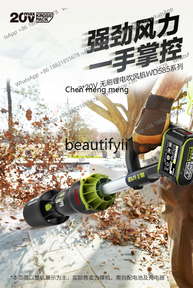 2 * 20V 브러시리스 리튬 배터리 헤어드라이어 WD585 고출력 산업용 송풍기 제설기 먼지 수집기