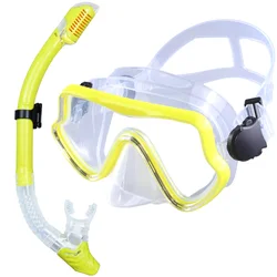Professional Panoramic Scuba Diving and Snorkeling Mask Set (Yellow)