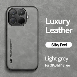 Luxury Magnetic Leather Phone Case - Shockproof TPU Silicone Back Cover for Xiaomi 15T (Light Gery)