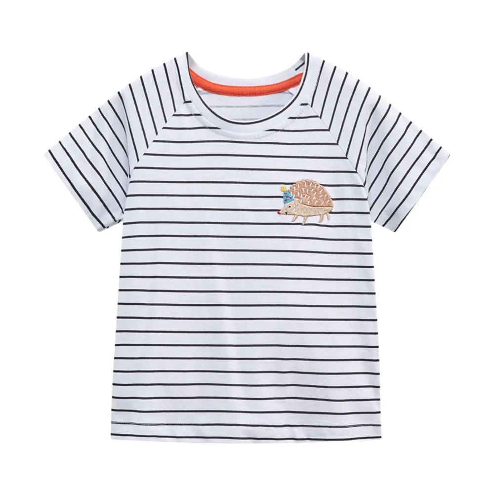 Striped Children's Clothing Summer Kids Clothes Baby Girls Boys T Shirts Cartoon Hedgehog Cotton Tops Tees