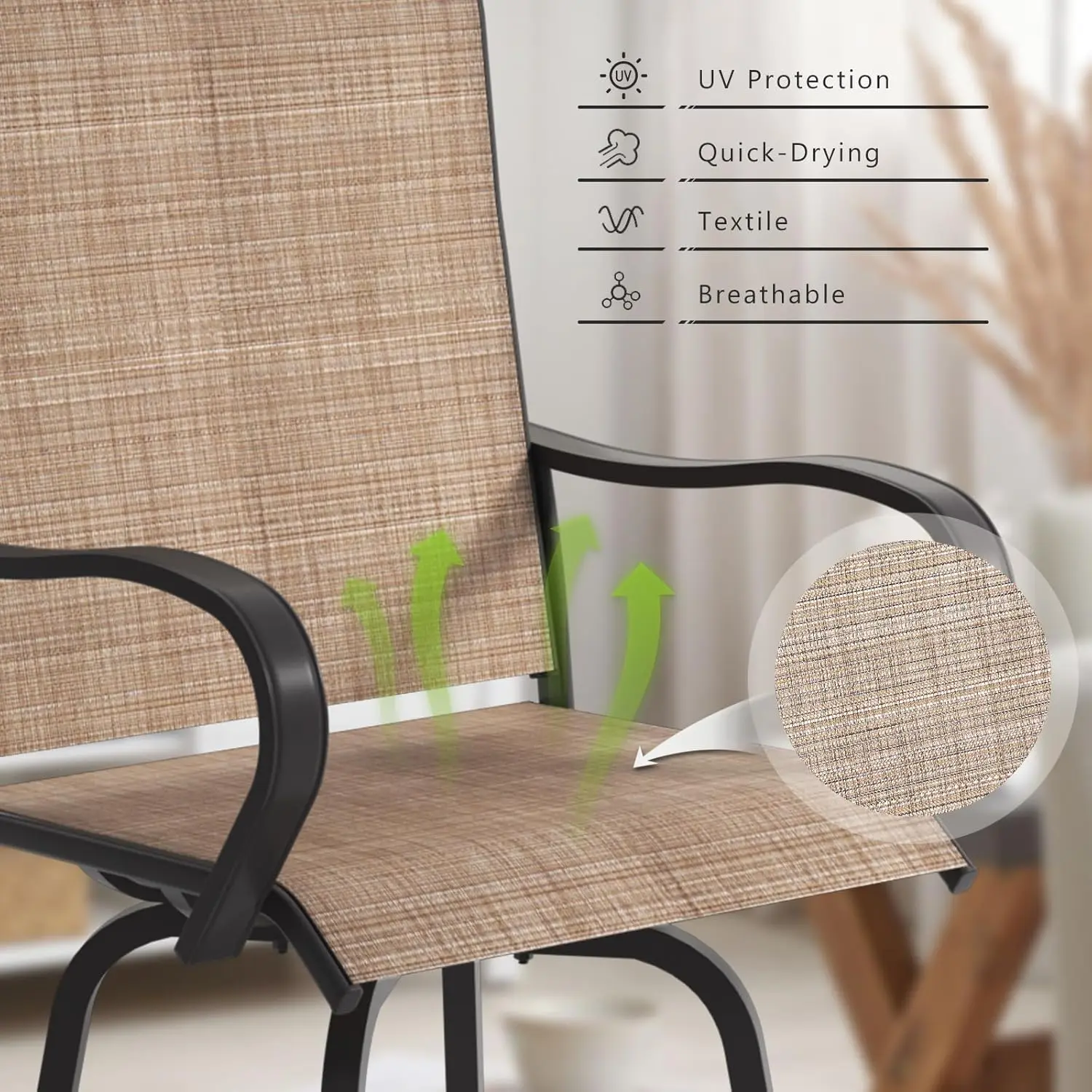 3 Pcs Outdoor Swivel Bar Stools Set - 2 Patio Stools with 1 Table, Outdoor Bar Table and Chairs Set for Yard, Garden