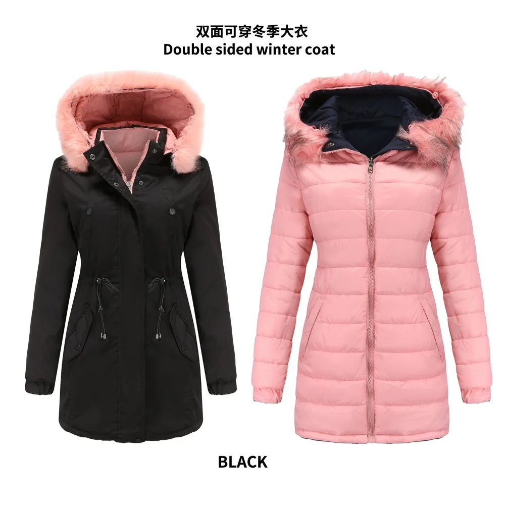 

New women's cotton-padded double-sided wear detachable fur collar detachable hat quilted pie to overcome