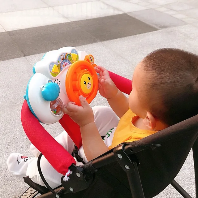 Eletric Simulation Steering Wheel Toy with Light Sound Montessori Educational Musical Copilot Stroller Steering Wheel Baby Toys 3