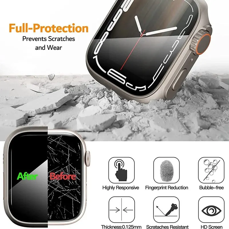 Premium Protective Case with Glass Screen Protector for Apple Watch - 2-Pack Bumper Cover
