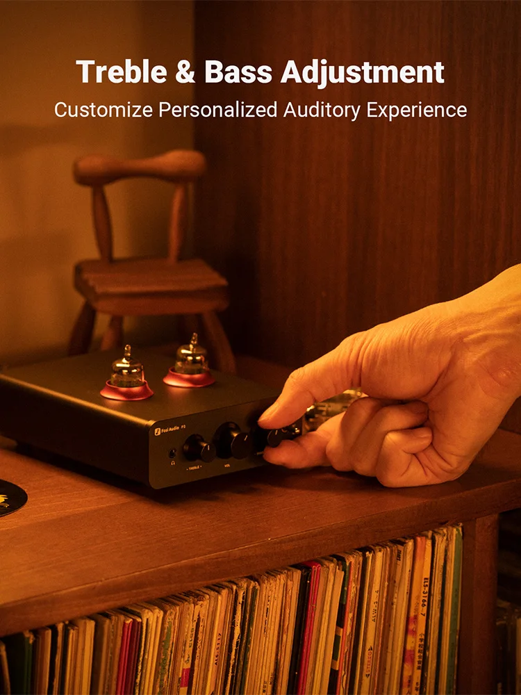 Fosi Audio P3 Bluetooth Tube Amplifier HiFi Stereo Preamplifier Valve Vacuum with Treble & Bass Tone Control For Home Speaker