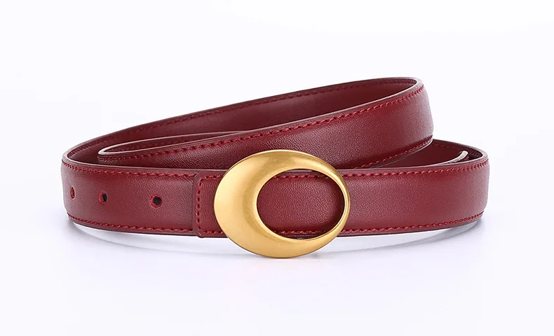 Modischer burgunderroter Damengürtel aus echtem Leder, Rindsleder-Trend, All-Match-Taillengürtel für Damen – Detail 12