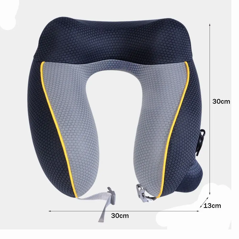 New U-shaped Travel Neck Pillow Elastic Fabric Foldable Inflatable Pillow Press Type Neck Support Cushion Airplane Pillow 6